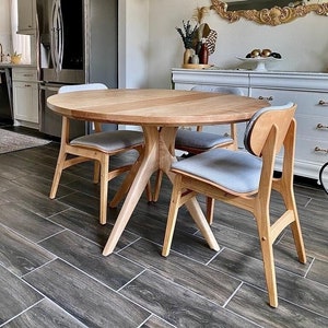 Sofia Mid Century Minimalist Round Table Handmade Solid Hardwood