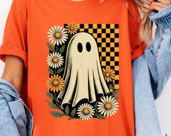 Floral Ghost Halloween Shirt: Boho Fall Graphic Tee