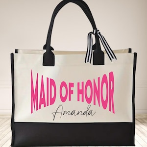 Personalized Maid of Honor Tote Bag, Custom Bridal Party Bags, Bridesmaid Gift, Unique Maid of Honor Gifts