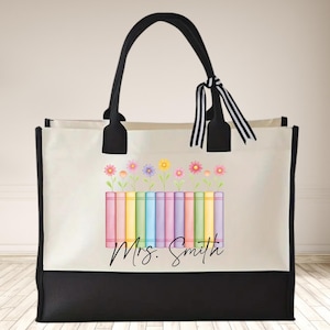 Custom Book Lover Canvas Tote Bag, Personalized Reader Gift with Name, Literary Tote for Book Club and Library
