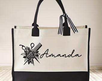 Personalized Hair Stylist Tote Bag, Custom Hairdresser Gift, Beautician Canvas Bag, Cosmetology Present