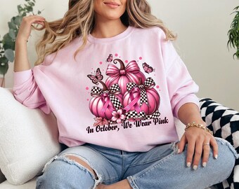 Pink Pumpkin Breast Cancer Awareness Sweatshirt: Cozy Fall Hoodie