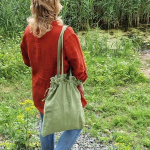 Linen bag, Drawstring bag, Shopping bag, Bucket bag, Beach bag, Tote bag, Handmade bag, Market bag, Organic beach bag