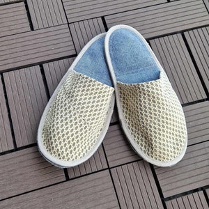 Katoenen pantoffels voor heren, linnen gastenpantoffels, reispantoffels, biologische antislippantoffels, wasbaar binnen schoeisel, eco-zomerpantoffels