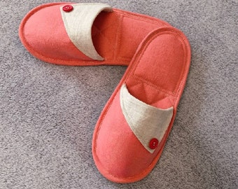 Linen slippers for guest, Travel slippers, Home shoes for women, Non slip organic slippers, Canvas sneaker, Hotel washable slippers