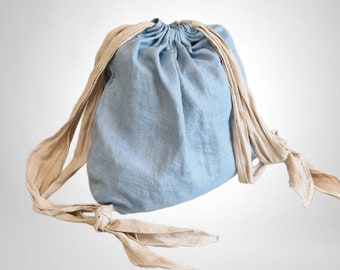 Linen convertible bag backpack, Drawstring bag, Bucket boho bag, Shopper tote bag,  Hobo shoulder bag,  Beach backpack, Large backpack