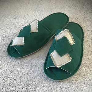 Linnen pantoffels voor heren, gastpantoffels, handgemaakte pantoffels met open tenen, reispantoffels, biologische antislippantoffels, wasbare pantoffels voor binnen