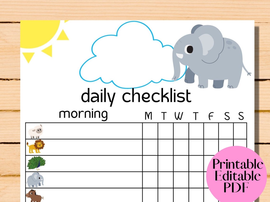 The canva editable pdf is a daily routine chart for kids etsy