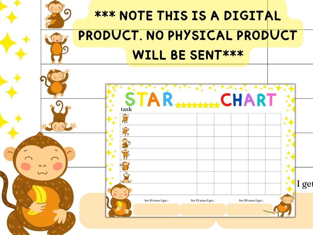 Children's Star Charts, MONKEY Reward Charts, Animal Routine Charts, Potty Training Charts ...