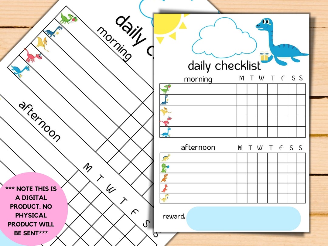 Kids' Daily Routine Chart With Fun Animals and Morning - Etsy