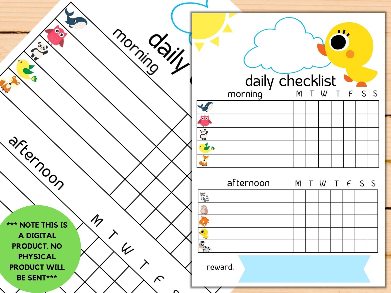 Canva editable pdf daily animal routine chart for kids daily etsy