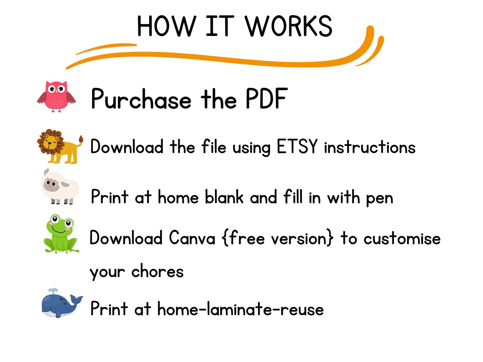 Canva editable pdf daily animal routine chart for kids daily etsy