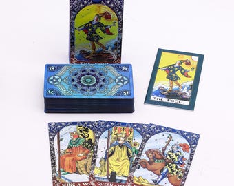 Juego de cartas de tarot con lámina azul - Mandala - con folleto