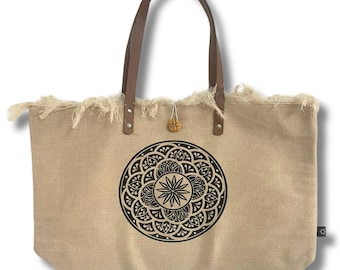 Bolso Tote Natural con Asa de Cuero - Mandela