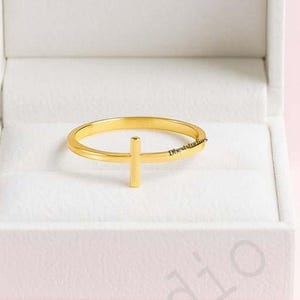 Elegant Cross Ring, 14K Solid Gold Cross Ring, 925 Sterling Silver Cross Ring, Christmas Gift, Valentine&#39;s Day Gift, Mother&#39;s Day Gift