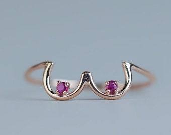 Boob Statement Ring, Limited Edition, Breast Cancer Awareness, Celebrating Breastfeeding, Women&#39;s Handmade Boob Jewelry Itty Bitty Boob Ring