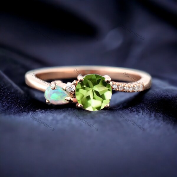 Elegant Peridot  Women Ring Art Deco Diamond Curved Ring Rose Good Bridal Jewelry Birthday Statement Gift Ring Opal Stacking Promise Rings