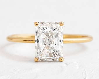 Radiant Cut Solitaire Moissanite Engagement Ring Ring for Women Anniversary Gift, Solitaire Ring for Women Dainty Engagement Ring