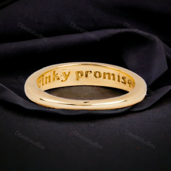 Solid Yellow Gold Pinky Promise Ring Unique Stacking Charming Ring Perfect Gift For Couple Elegant Design Anniversary Ring Symbolic Rings