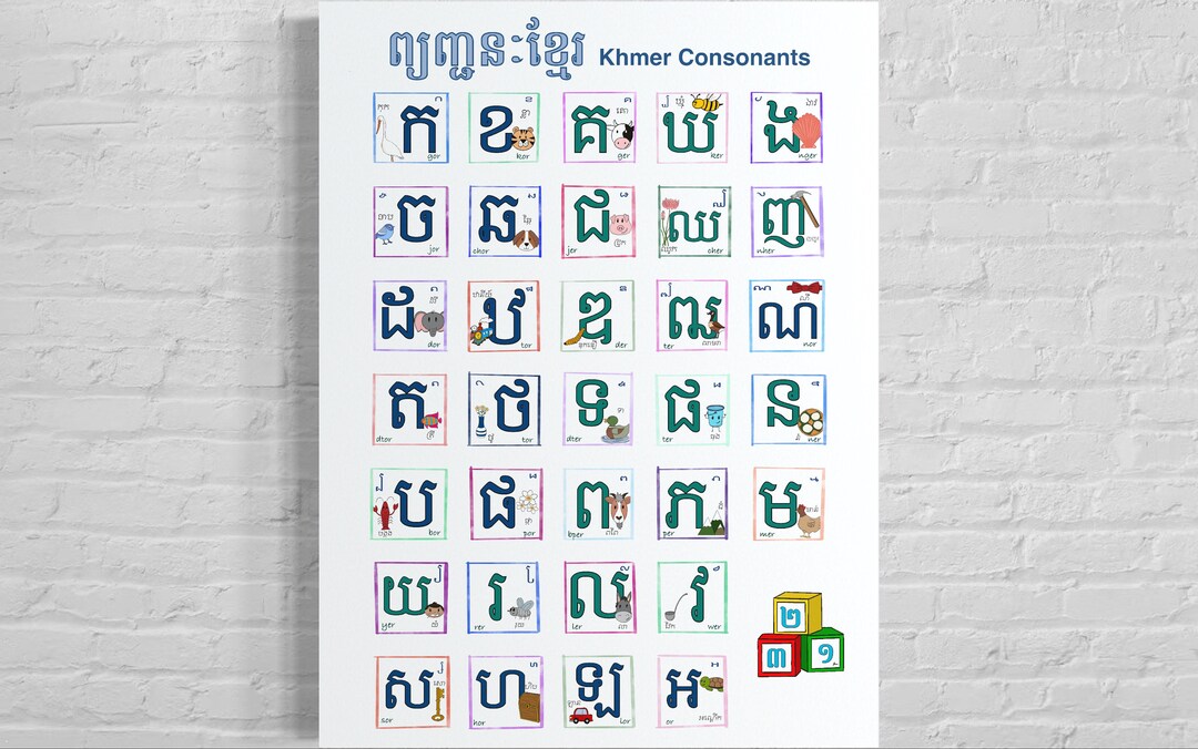 Khmer Language cambodian Alphabet Poster digital Download Etsy