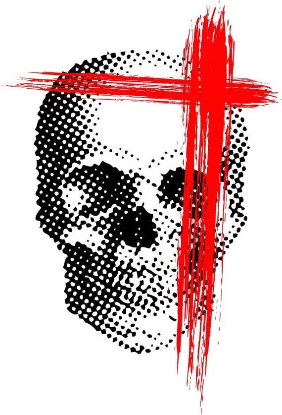 Vorlage Trash Polka Tattoo Skull Totenkopf rot schwarz - Etsy España