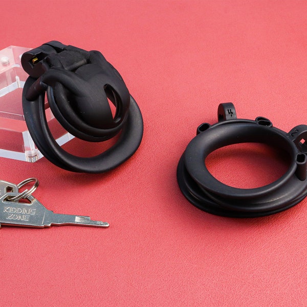 thumbnail image 2 of Lightweight 3D V2 Cobra Resin Chastity Cage – 4 Ring Set With Belt SM 2 of 2