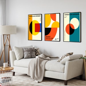Bauhaus Set of 3 Prints Bauhaus Poster Wall Art Minimalist - Etsy