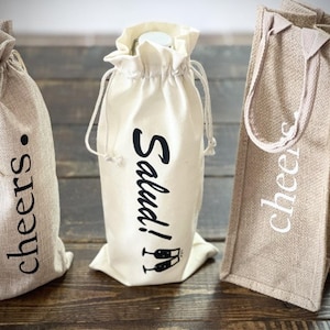 3 Burlap and Canvas Wine Bag Set+Reusable Wine Gift Bag+Birthday Gift, Housewarming, Wedding Gift