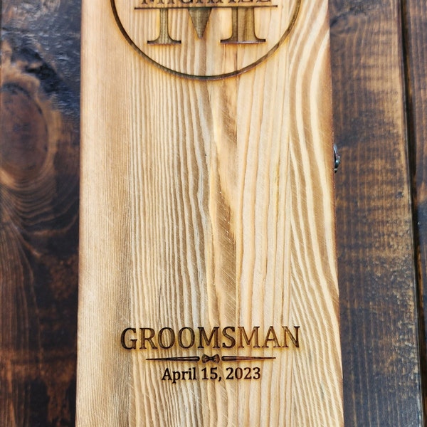 Engraved Wooden Gift Box for Liquor, Wine Bottles -Customized Gifts Groomsmen Bridesmaids Wedding Party, Corporate and Executive Gift!