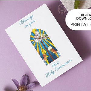 Carte de première communion, imprimable, lettre US et pdf A4, png, téléchargement, religieux, carte de communion, 1ère communion, enveloppe imprimable