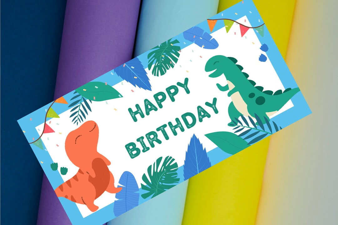 CUTE Dinosaur Birthday Card, PRINTABLE, Instant Download, Card &amp; ENVELOPE, Pretty Birthday Card ...