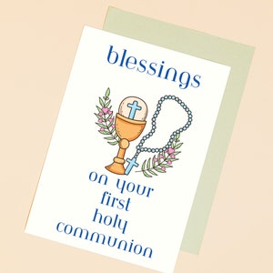Carte de première communion, imprimable, téléchargement, lettre US pdf, png, pdf A4, religieuse, carte de communion, 1ère communion, enveloppe imprimable,