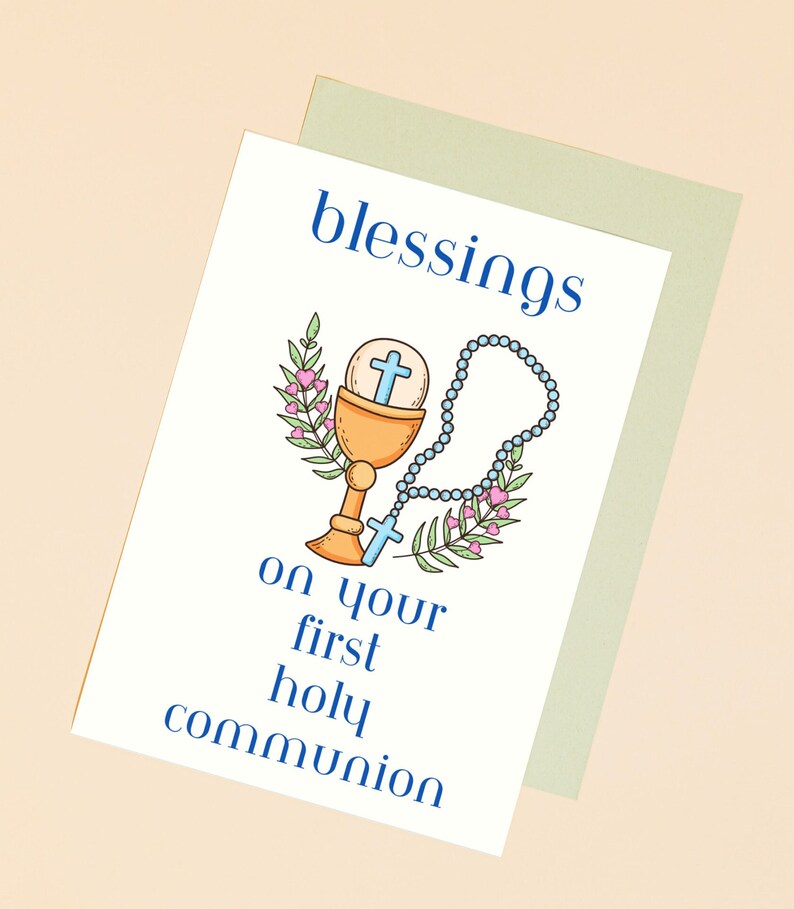 First Communion Card, PRINTABLE, Download, US LETTER Pdf, Png, A4 Pdf ...