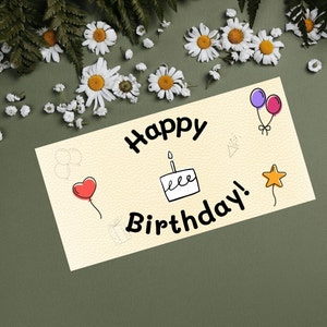 Ami imprimable de carte d'anniversaire, téléchargement, carte d'anniversaire de gâteau + enveloppe, anniversaire imprimable mignon d'ami, impression à la maison, téléchargement instantané