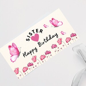 SISTER happy birthday card, download, printable, sister CARD & ENVELOPE, happy birthday sister, print at home, instant download