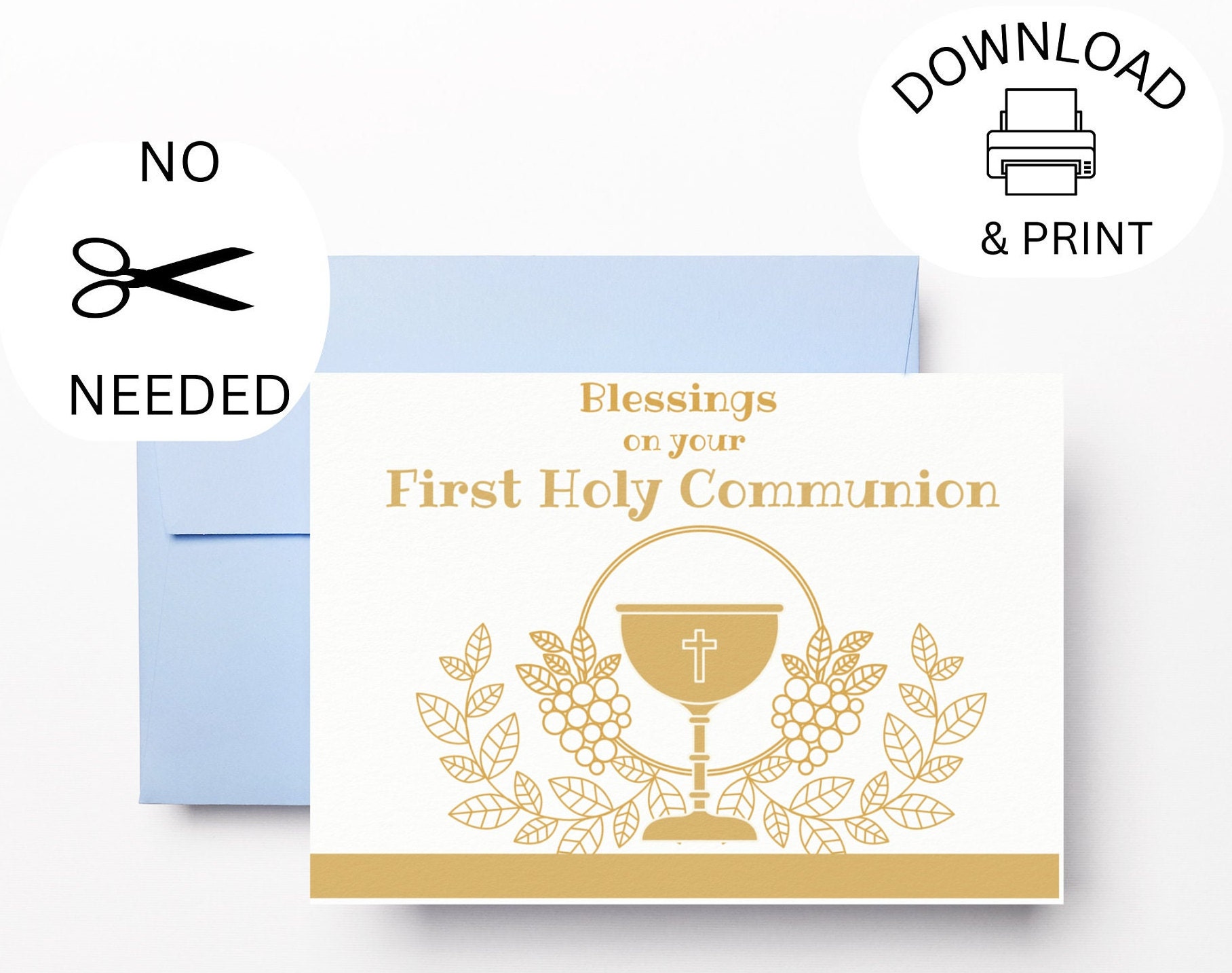 First Communion Card, PRINTABLE, First Holy Communion, Large Card ...