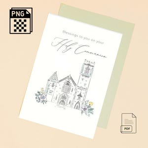 Carte de première communion, imprimable, téléchargement, LETTRE américaine png, pdf, catholique, carte de communion, 1ère communion, enveloppe imprimable,