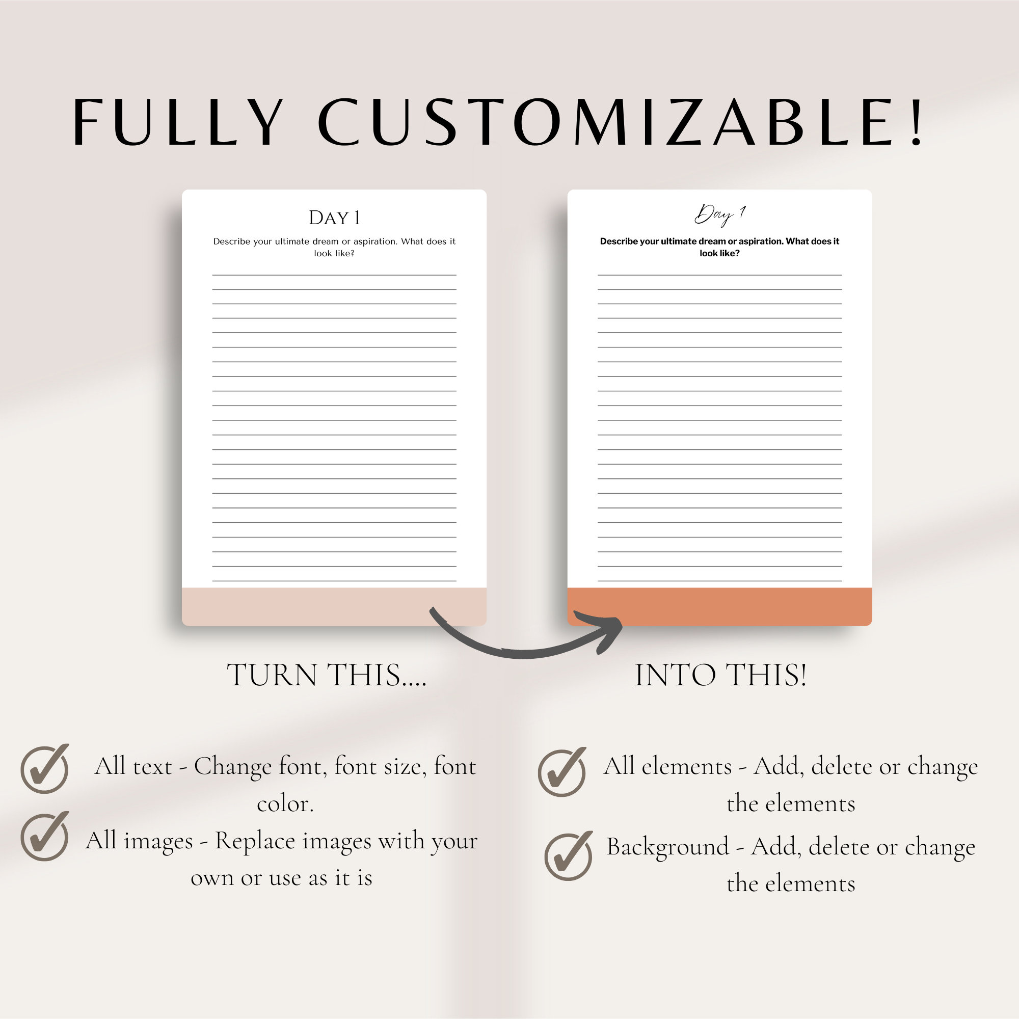 Goal Setting Dream Journal SMART Goals Canva Template Coaching Content