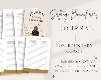 Setting Boundaries Journal Motivation Canva Template | Printable Coaching Content, Workbook,Journal,Guide for Boundary Coaches, Life Coaches