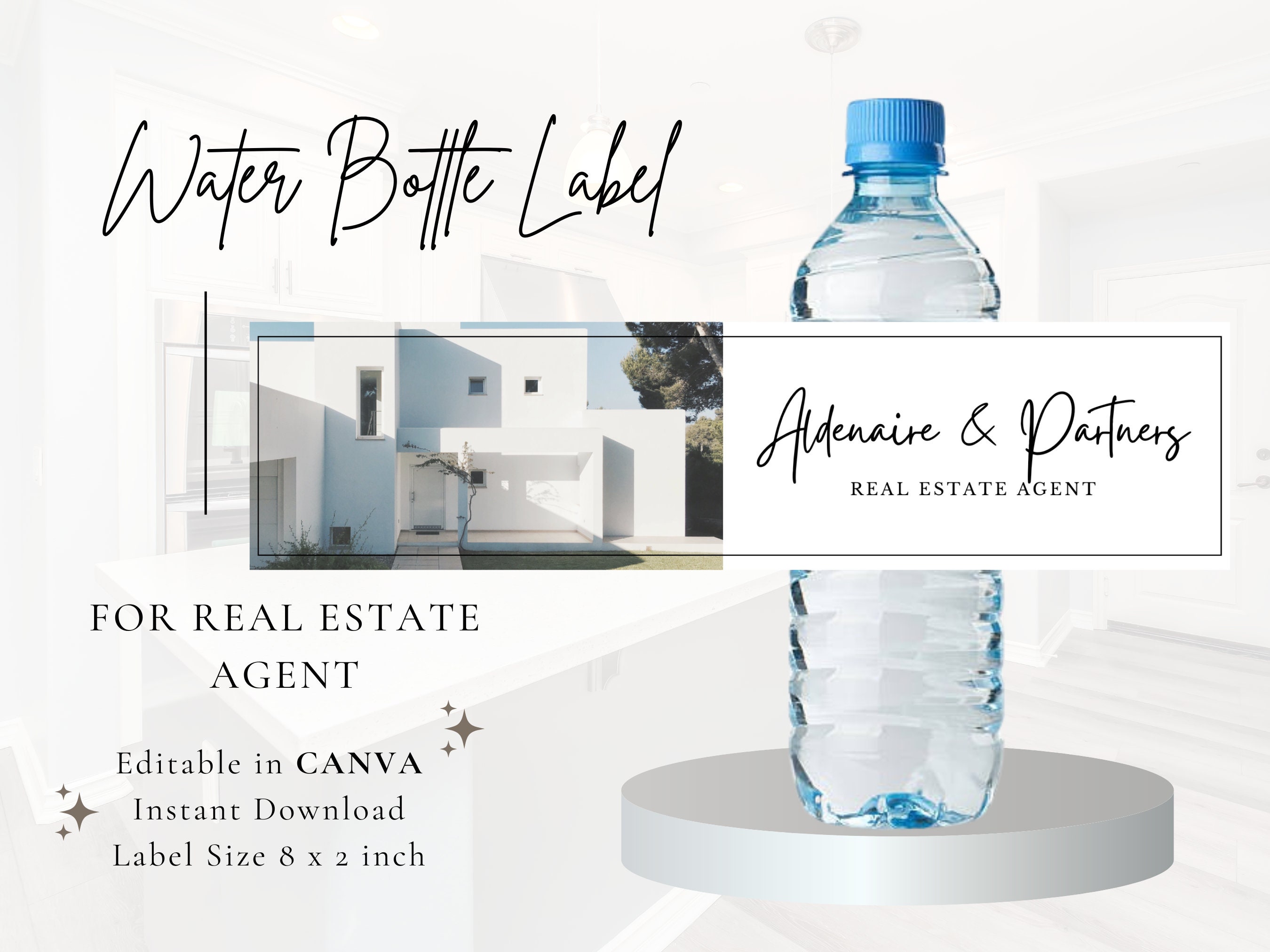 Real Estate Water Bottle Label Open House Bottle Label Template Editable Bottle Label Canva
