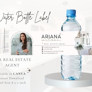 Real Estate Label Real Estate Water Bottle Label | Open House Bottle Label Template ...