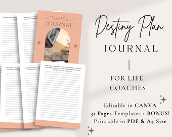 Plantilla Canva de motivación del destino del diario / Diario imprimible / Contenido de coaching de marca para entrenadores de vida, entrenadores de curación, entrenadores espirituales