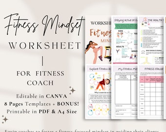 Workbook Fitness Motivation Canva Template | Printable Coaching Content, Workbook,Worksheet,Guide for Fitness Coaches, Weight loss Coaches