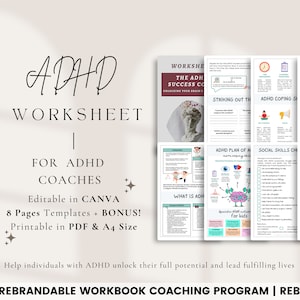 Workbook ADHD Motivation Canva Template | Printable Coaching Content, Workbook,Worksheet,Guide for ADHD Coach, ADHD Therapist, Health Coach
