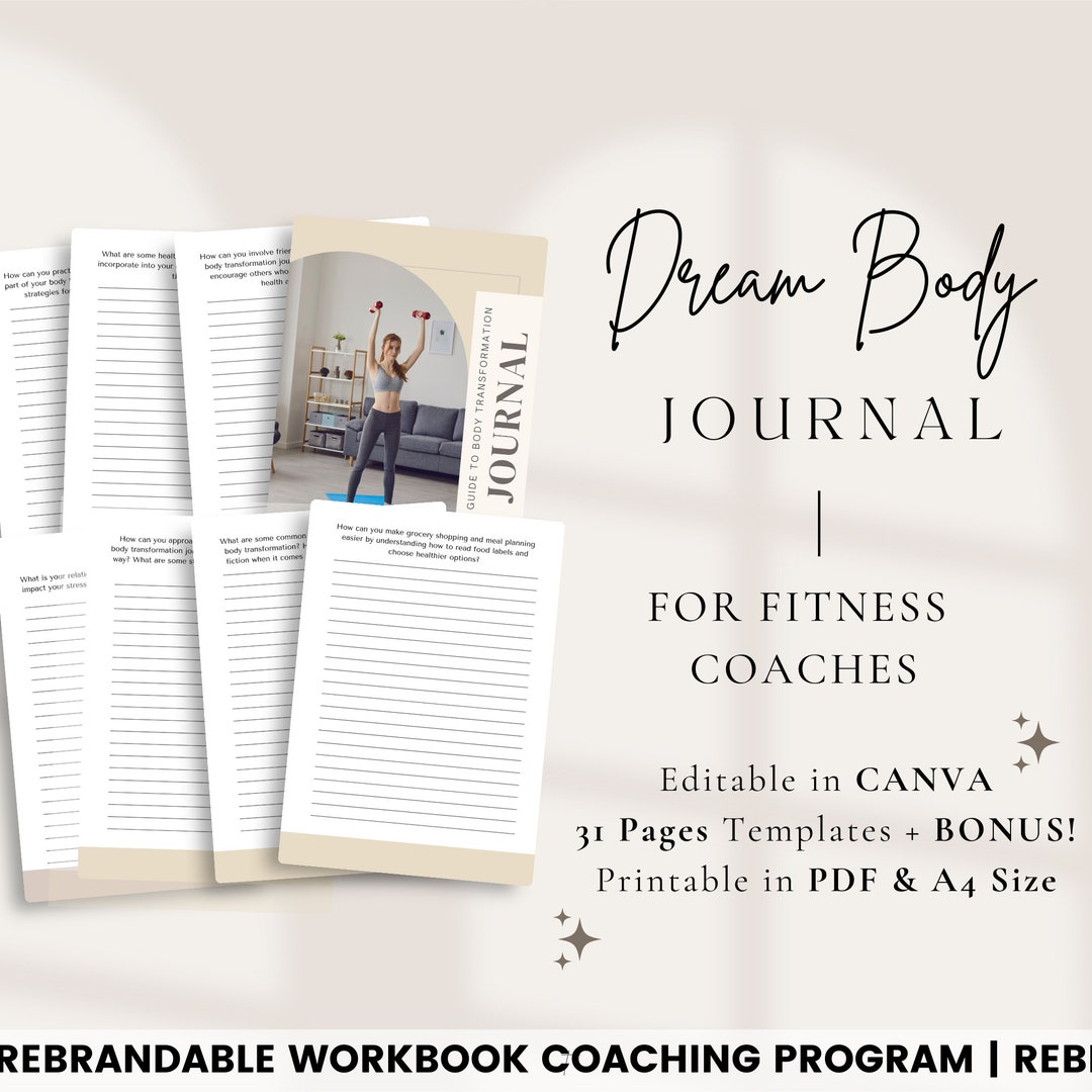 Journal Dream Body Motivation Canva Template | Printable Journal ...