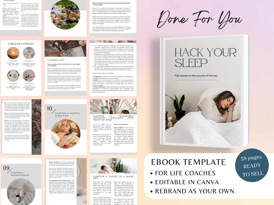 Ebook Template Canva Hack Your Sleep Book Motivation Template