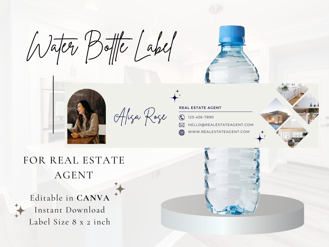 Real Estate Label Real Estate Water Bottle Label | Open House Bottle Label Template ...