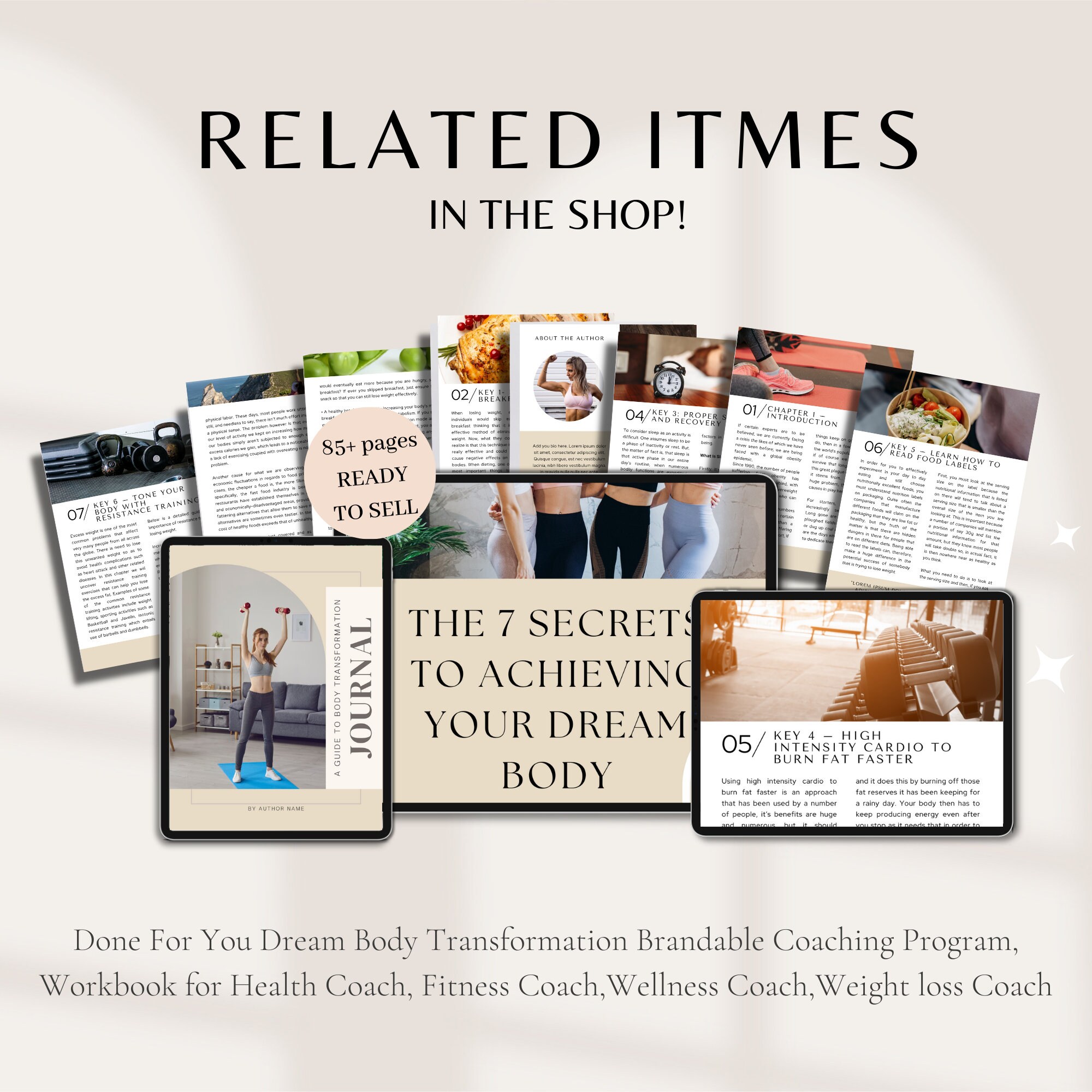Journal Dream Body Motivation Canva Template | Printable Journal ...