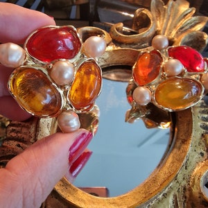 Spectacular earrings with Yves Saint Laurent/YSL clips by designer Robert Goossens