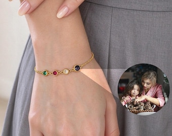 Personalized Photo Projection Bracelet • Custom Memorial Picture Inside Bracelet • Birthstone Bracelet • Christmas Gifts For Her